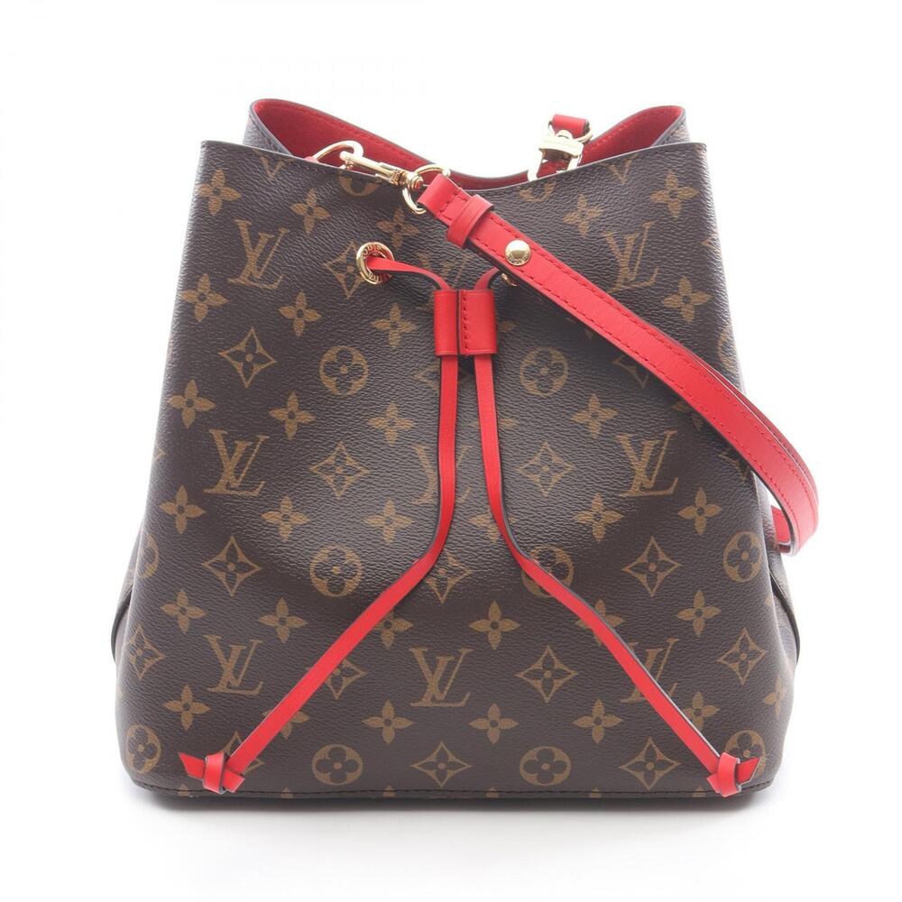 Louis Vuitton NeoNoe Shoulder Bag Canvas Leather Monogram Brown Red